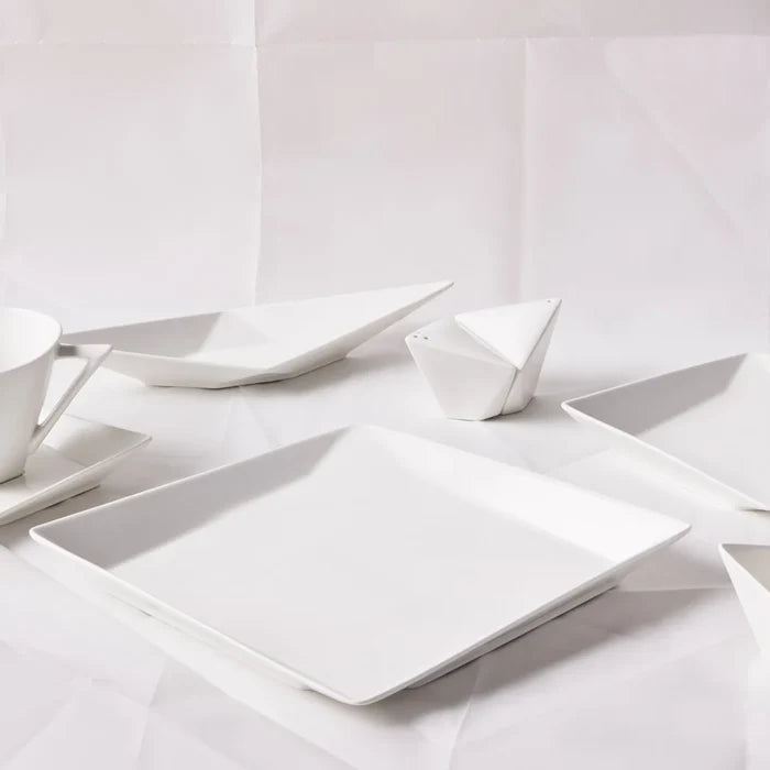 Service Petit Déjeuner Karaca Origami pour 6 personnes, 26 pièces, porcelaine, carré
