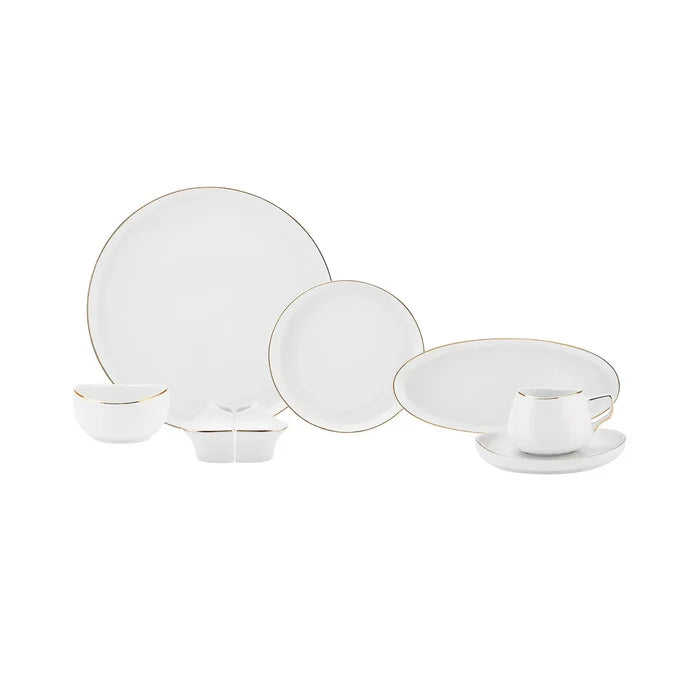Service Petit Déjeuner Karaca Streamline Hole pour 6 personnes, 28 pièces, New Generation Bone, or