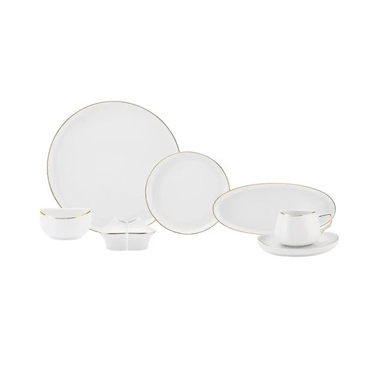 Service Petit Déjeuner Karaca Streamline Hole pour 6 personnes, 28 pièces, New Generation Bone, or