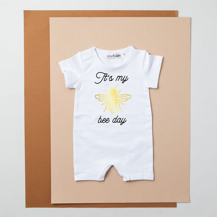 Shorts "It's My 1st Bee Day" Slim Fit Birthday Romper