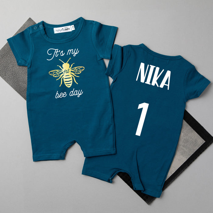 Shorts "It's My 1st Bee Day" Slim Fit Birthday Romper
