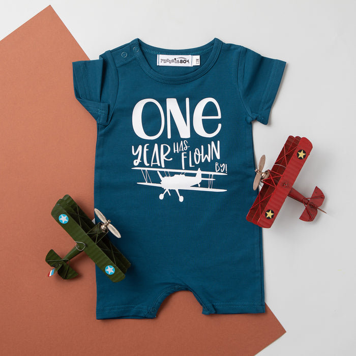 Shorts "One Year Has Flown By" Slim Fit 1st Birthday Romper