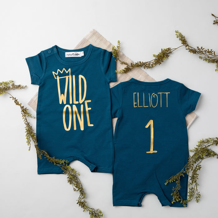 Shorts "Wild One" Gold Design Slim Fit 1st Birthday Romper