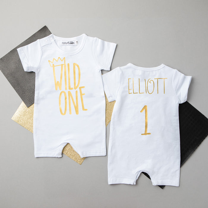 Shorts "Wild One" Gold Design Slim Fit 1st Birthday Romper