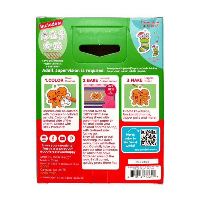 Shrink-Its! Mini DIY Shrink Art Kit - Holly Jolly - 5 Charms