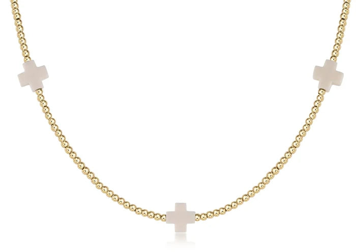 Signature Cross Pattern Necklace - Gold - Molly + Kate
