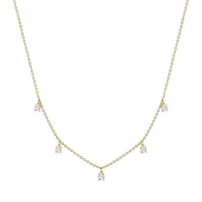 Silberkette gold mit 5 Zirkonia-Steinchen