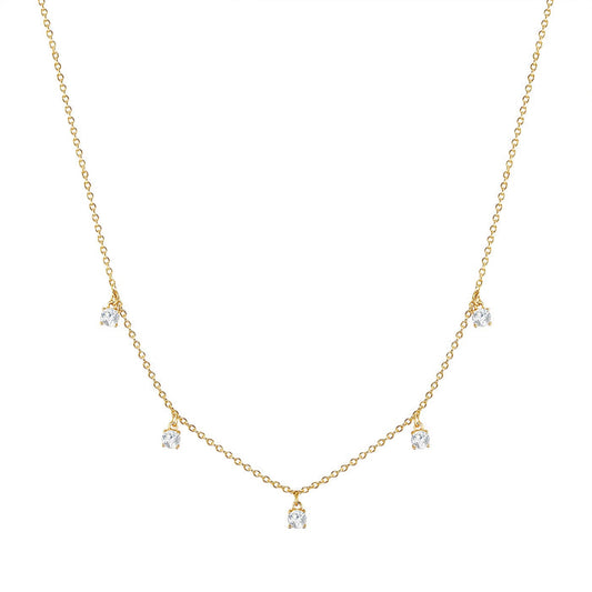 Silberkette gold mit 5 Zirkonia-Steinchen