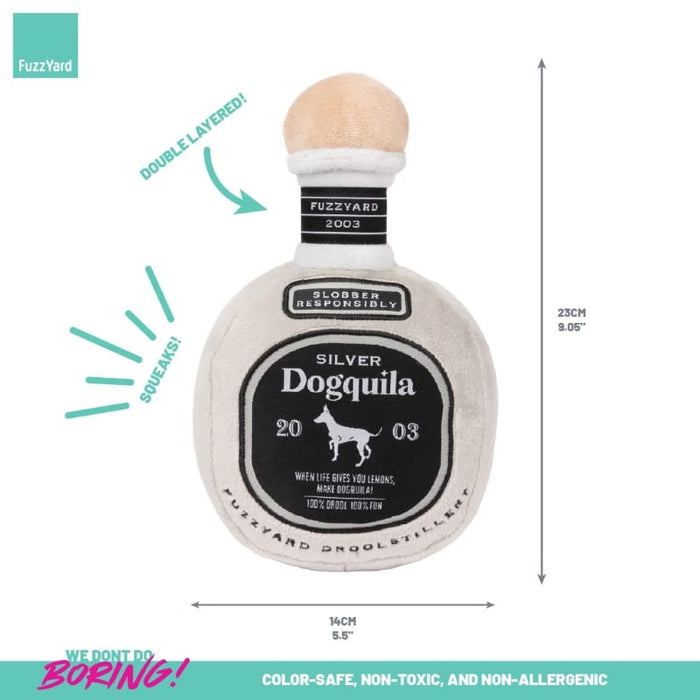 Silver Dogquila Bottle Plush Squeaky Dog Toy