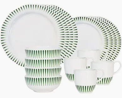 Sitio Stripe 16-Piece Set in Basil