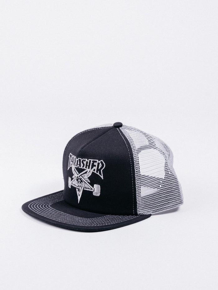 gorra thrasher skategoat embroidered mesh cap negro gris