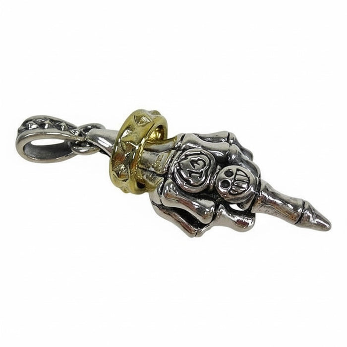 Sterling Silver Skeleton Hand Pendant Side Profile