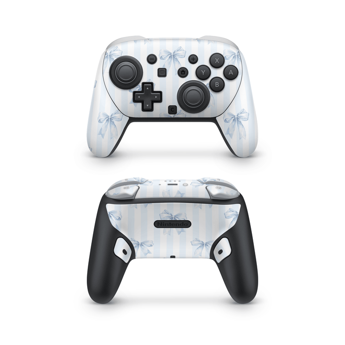 Sky Blue Bows Nintendo Switch Pro Controller Decal Skins