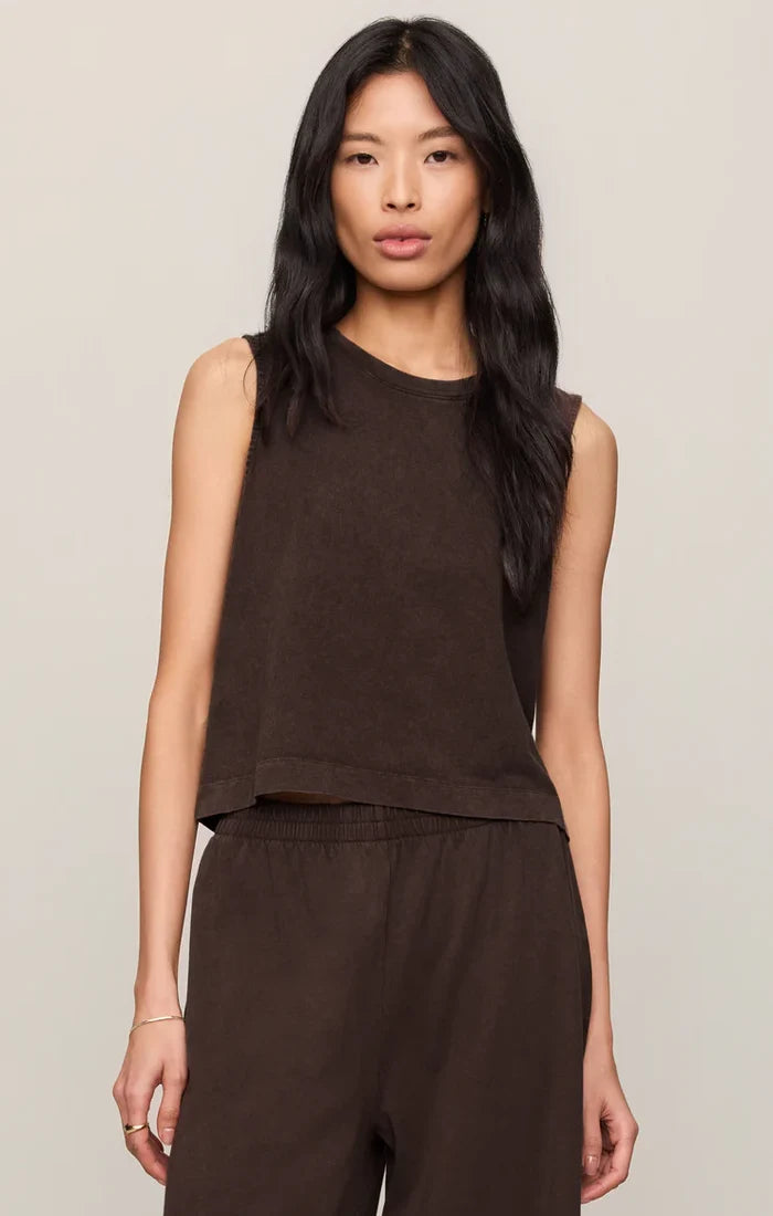 Sloane Cotton Jersey Tank - Dark Chocolate - Molly + Kate
