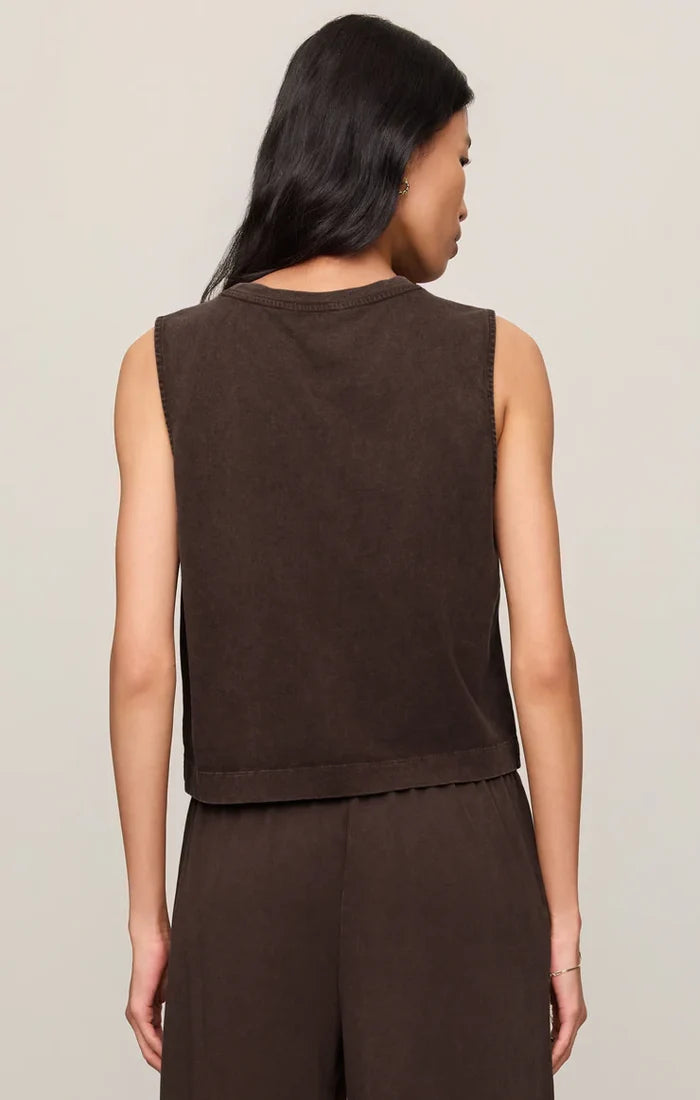 Sloane Cotton Jersey Tank - Dark Chocolate - Molly + Kate
