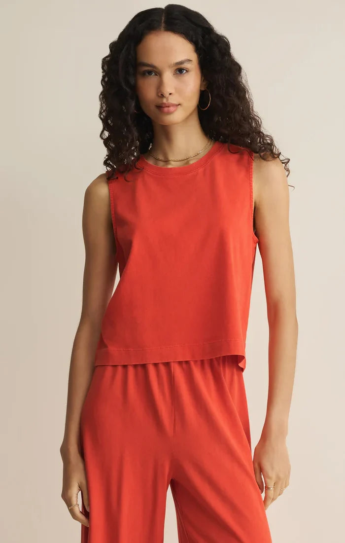 Sloane Cotton Jersey Tank - Lychee - Molly + Kate