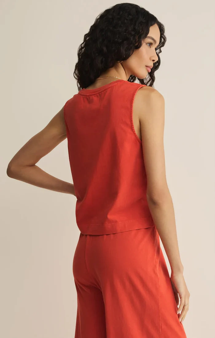 Sloane Cotton Jersey Tank - Lychee - Molly + Kate