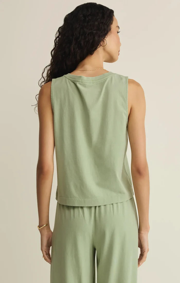 Sloane V-Neck Cotton Jersey Tank - Crystal Green - Molly + Kate