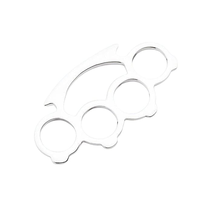 A small sterling silver knuckle duster pendant with a high-polish finish on a white background.