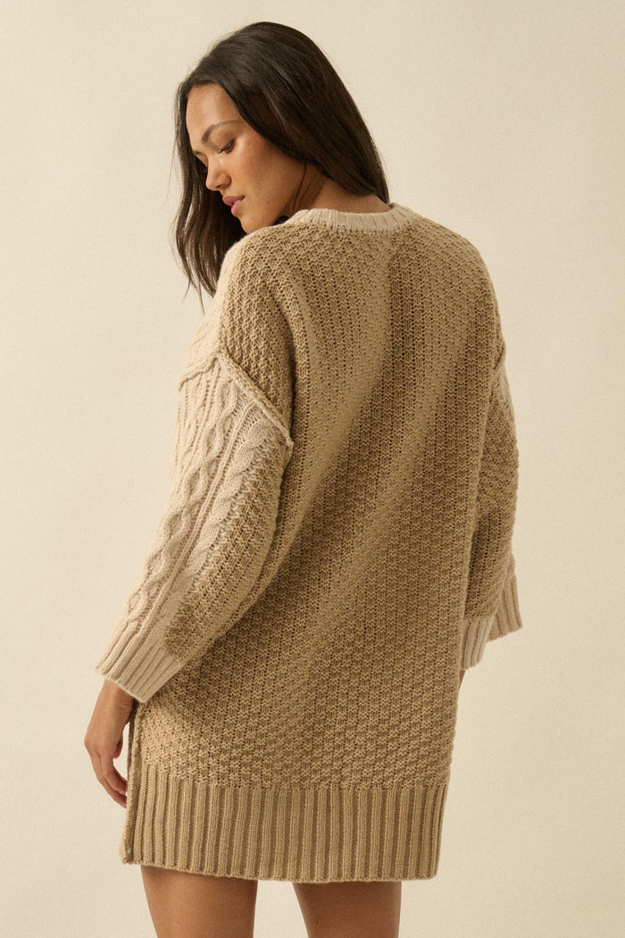 So Together Colorblock Cable Knit Oversize Sweater - ShopPromesa