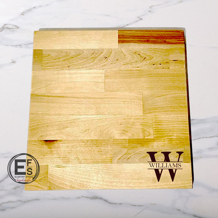 Engraved cutting board personalized for newlywed couples and wedding gifts