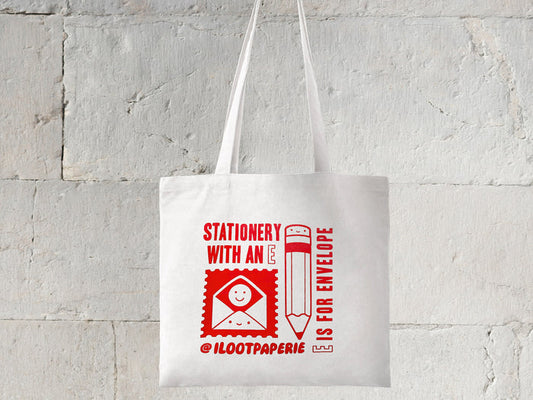 Stationery With An E Large Tote Bag*