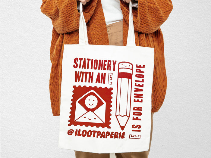 Stationery With An E Large Tote Bag*