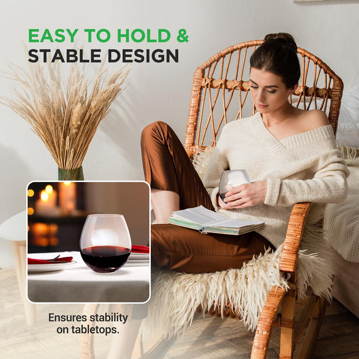 Stemless Wine Glasses Set, 19 Oz, Hand Blown Crystal, Dishwasher Safe