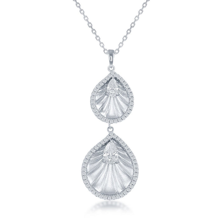 Sterling Silver Double CZ Teardrop Pendant