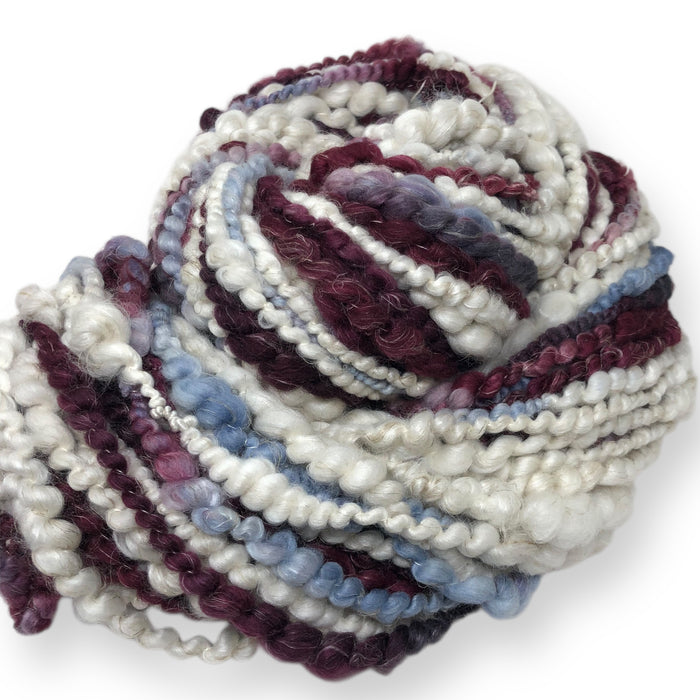 Sugar Plums - wool Boucle, textured hand spun art yarn