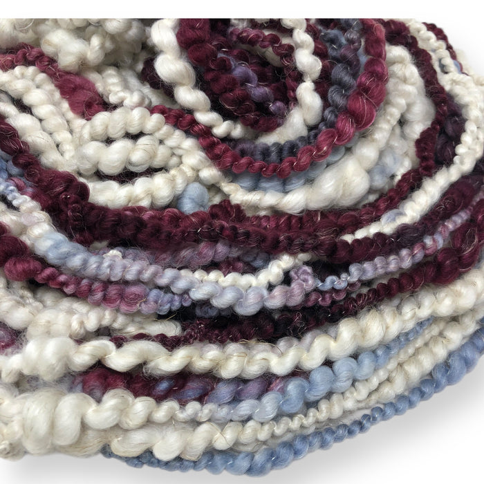 Sugar Plums - wool Boucle, textured hand spun art yarn