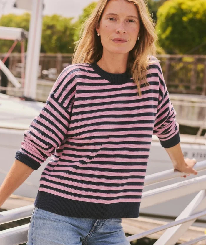 Suki Rollneck Sweater - Pink & Navy - Molly + Kate