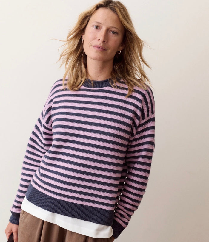 Suki Rollneck Sweater - Pink & Navy - Molly + Kate