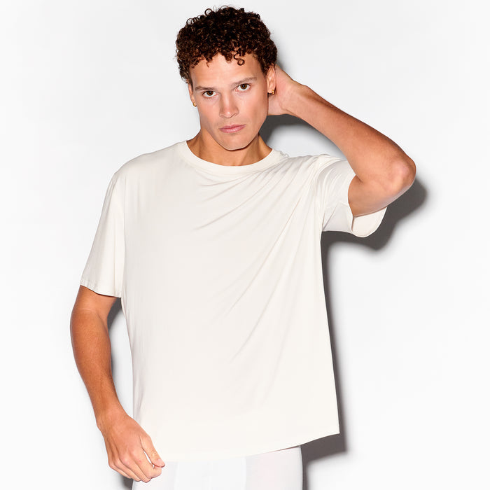 Sunday Tee, mens oversized lounge tee, front view - Slouch Potato Sunday Collection