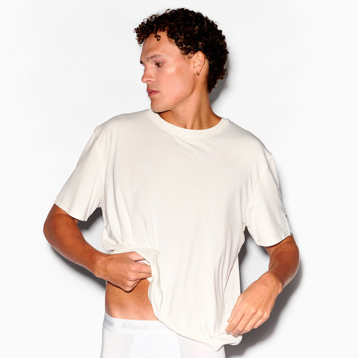 Sunday Tee, fabric and fit detail - Slouch Potato