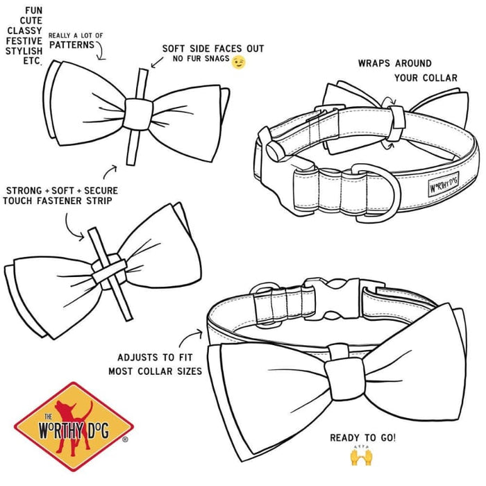 The Worthy Dog Bow Tie Tan Plaid Pet Bow Tie - 2 Sizes