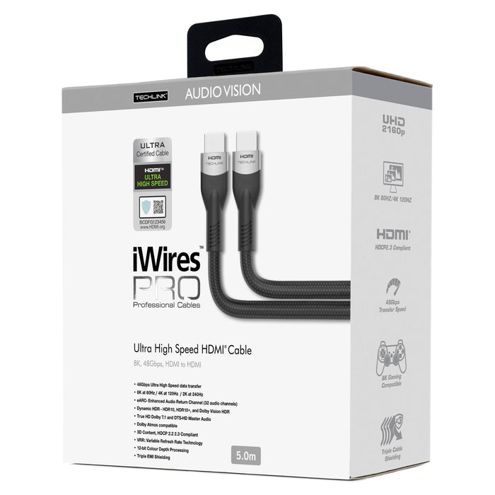 Techlink 711805 iWires Pro 8K HDMI Ultra Certified Cable - 5 Metre 5 Metre
