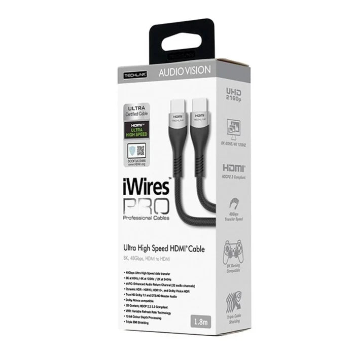 Techlink 711818 iWires Pro 8K HDMI Ultra Certified Cable - 1.8 Metre 1.8 Metre