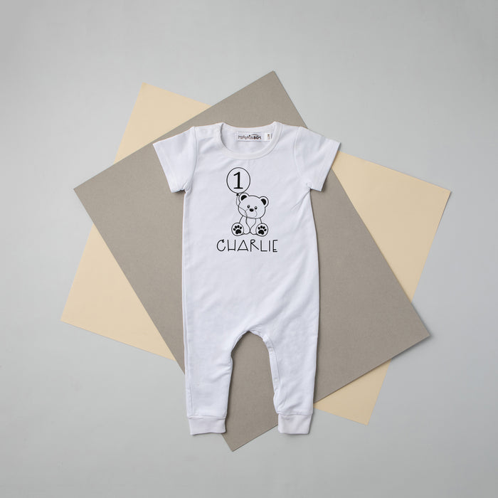 Teddy Bear Themed Slim Fit 1st Birthday Romper