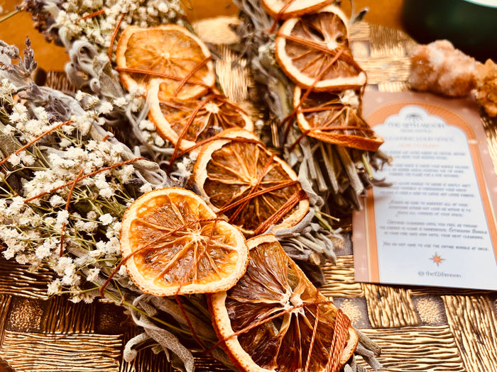 The 12th Moon - CITRUS HARVEST Sage Bundle - SEASONAL Smudge - FALL + WINTER