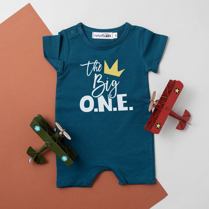 "The Big One Crown" Slim Fit Shorts Personalized 1st Birthday Romper