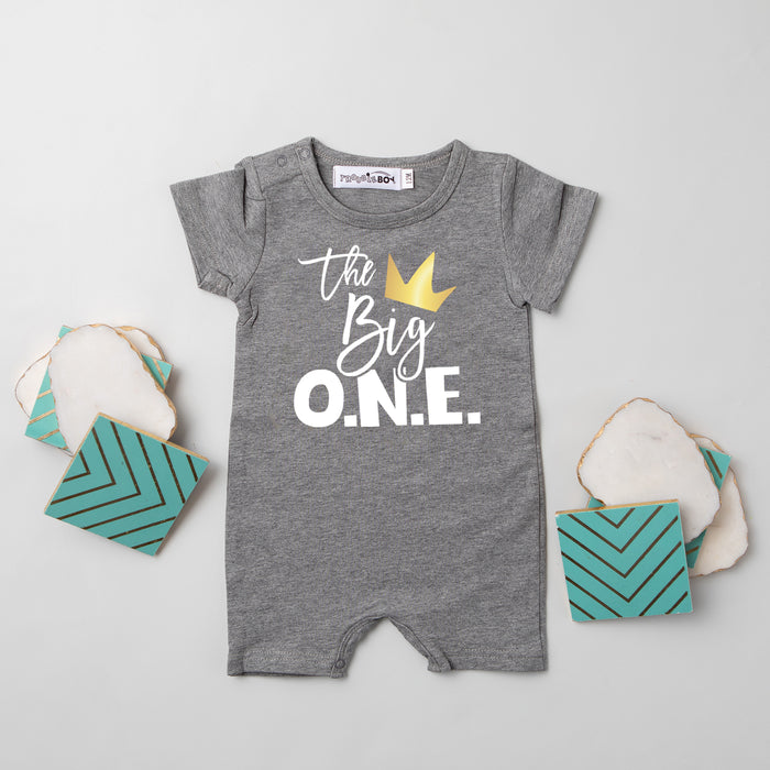 "The Big One Crown" Slim Fit Shorts Personalized 1st Birthday Romper