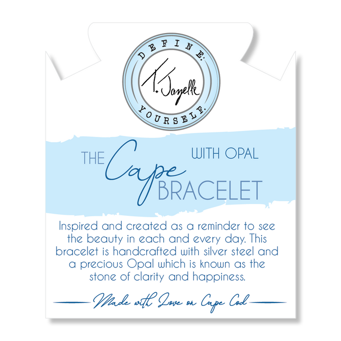 The Cape Bracelet - Silver Steel with Coral Opal Ball