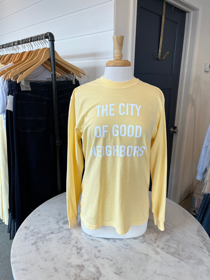 The City of Good Neighbors Long Sleeve Tee - Daffodil - Molly + Kate