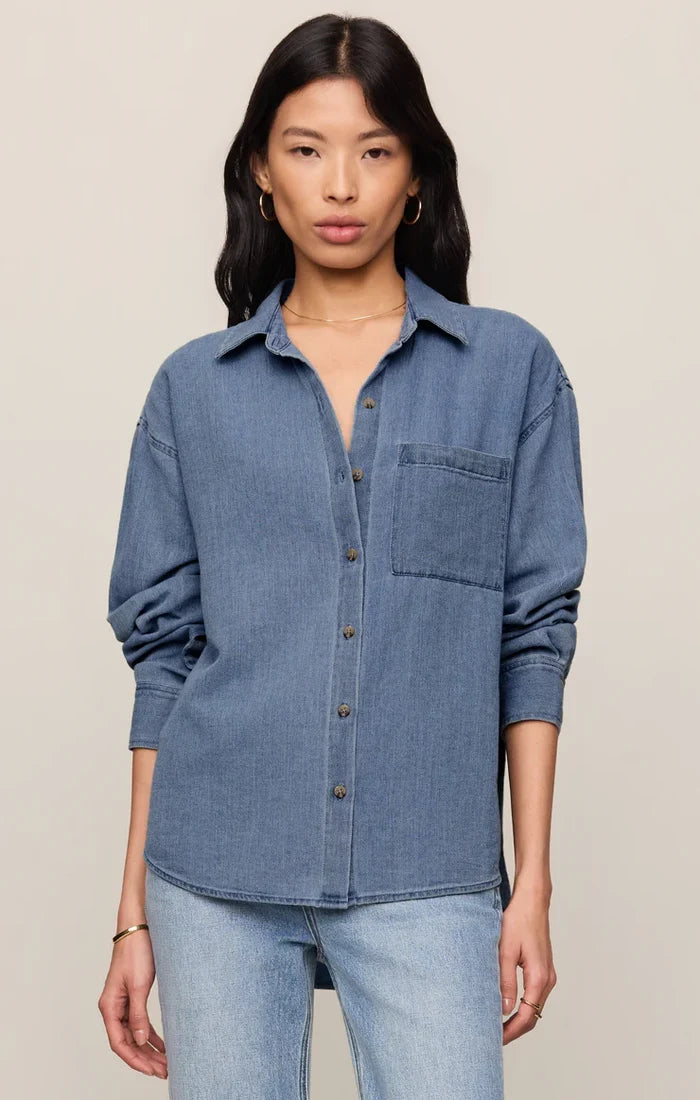 The Perfect Twill Button Up - Classic Indigo - Molly + Kate