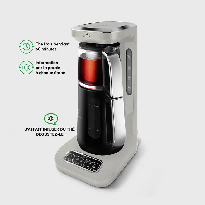 Théière Bouilloire et cafetière filtre Karaca Caysever Robotea Pro 4 en 1 automatique parlant ,2500W, starlight