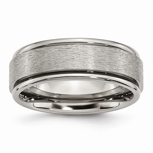 Titanium Ridged Edge 8mm Satin And Polished Band