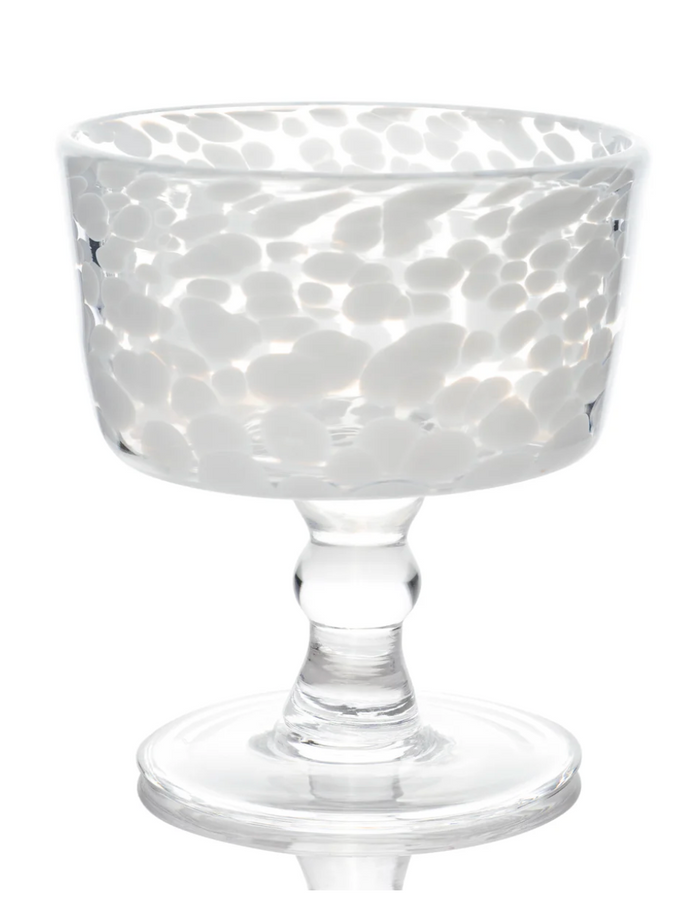 Torcello Spotted Rosa Dessert Coupe, White/Clear, Set of 4