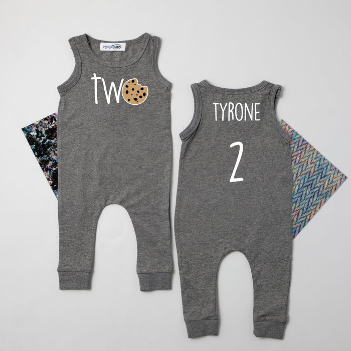 "Two Cookie" Slim Fit Cookie Themed Sleeveless Romper