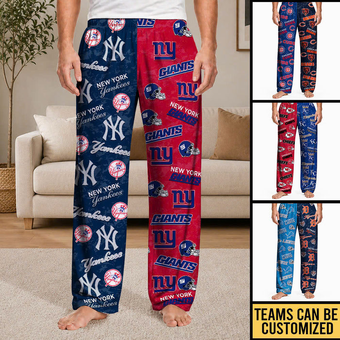 Two Teams Patterns Pajama Pants - Customized Pajama Pants - No Pocket